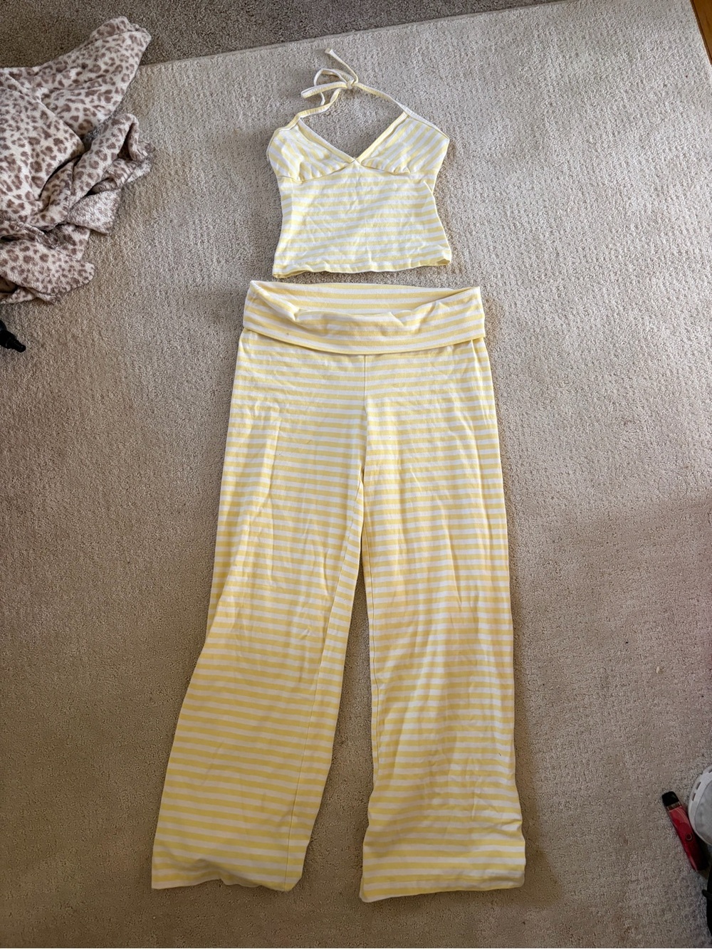 Target Yellow and White Striped Halter Lounge Set
